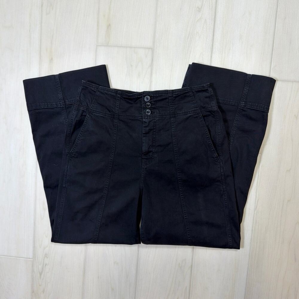 Anthropologie Pilcro Black Wide Leg Cropped Pants Center Seam Size 31